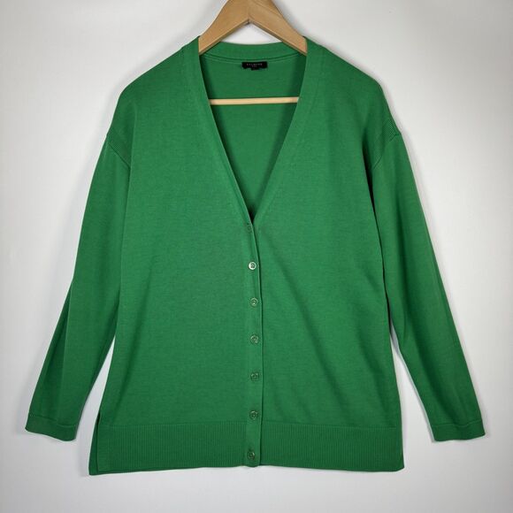 Talbots Petite Medium Green Cardigan Sweater Button Front Long Sleeve Preppy - Picture 1 of 13